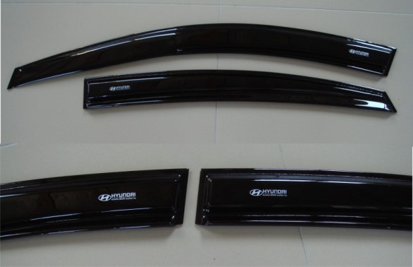 Дефлекторы двери Hyundai Solaris хетчбек Mugen Style 4 дв. сам. полоса хром, модельный ряд 2011 г